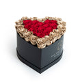 Gold & Red Preserved Roses in Heart Gift Box