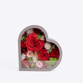Medium Gray Dried Mixed Flowers in Heart Shadow Box