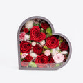 Large Gray Dried Mixed Flowers in Heart Shadow Box