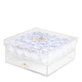 Violet Preserved Roses in Acrylic Square Jewelry Box