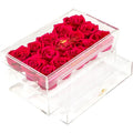 Pink Preserved Roses in Acrylic Square Jewelry Box – Style 3