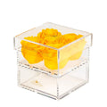 Orange Preserved Roses in Acrylic Square Jewelry Box