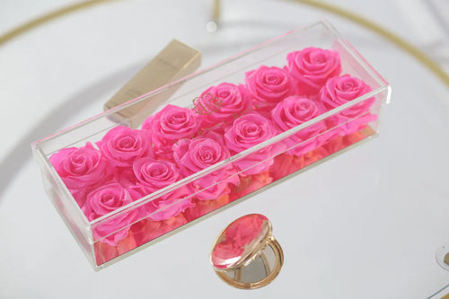 12 Gold Preserved Roses in Acrylic Gift Box