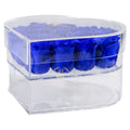 15 Blue Preserved Roses in Acrylic Heart Jewelry Box