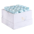 16 Blue Preserved Roses in White Marble Square Gift Box