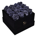 16 Gray Preserved Roses in Velvet Square Gift Box