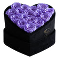16 Lavender Preserved Roses in Velvet Heart Gift Box