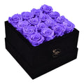 16 Lavender Preserved Roses in Velvet Square Gift Box