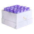 16 Lavender Preserved Roses in White Marble Square Gift Box