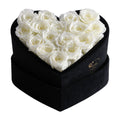 16 White Preserved Roses in Velvet Heart Gift Box