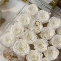 16 White Preserved Roses in Acrylic Jewelry Box