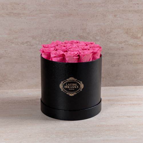 13 Black Preserved Roses in Black Leather Gift Box