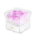 Lilac Preserved Roses in Acrylic Square Jewelry Box – Style 4