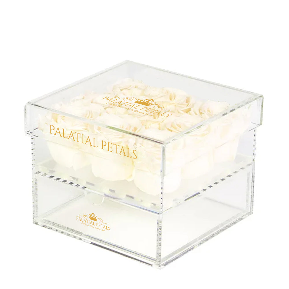 Preserved Roses in Acrylic Square Jewelry Box – Style 3