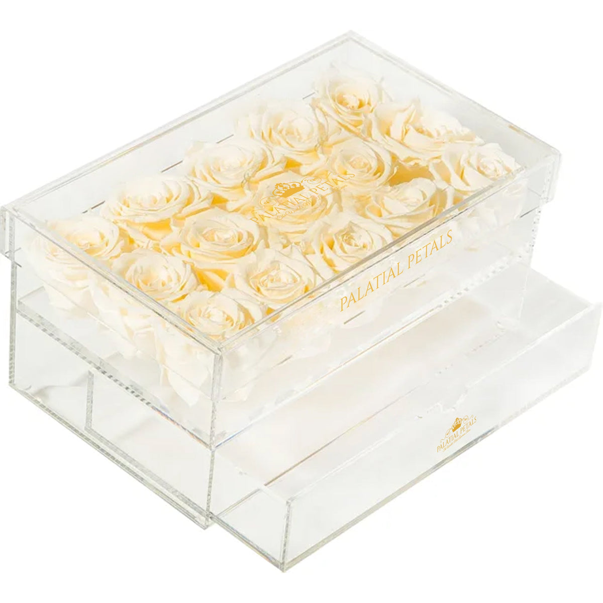 Preserved Roses in Acrylic Square Jewelry Box – Style 2