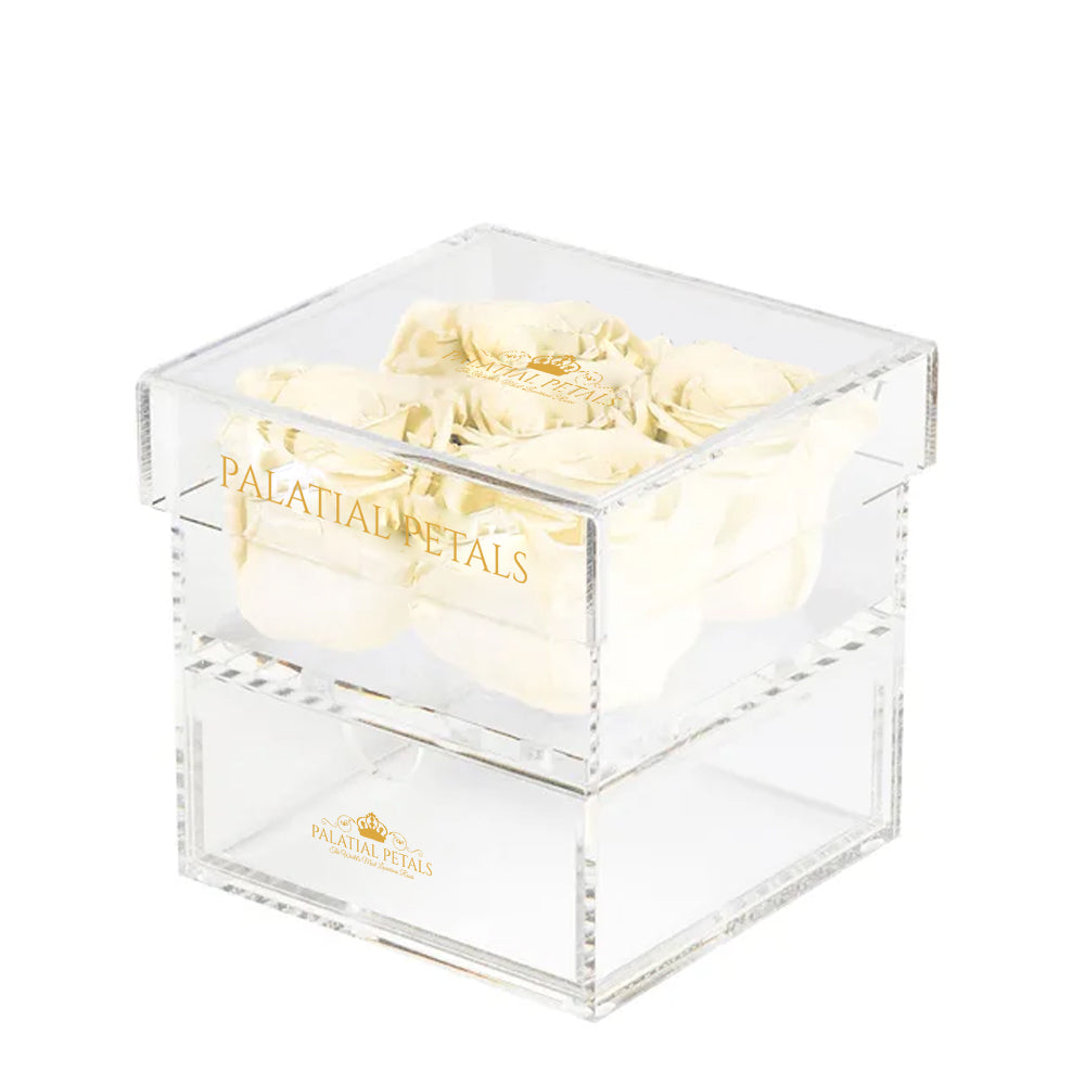 Preserved Roses in Acrylic Square Jewelry Box – Style 4
