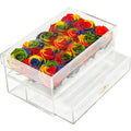 Rainbow Preserved Roses in Acrylic Square Jewelry Box – Style 4