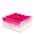 Pink Preserved Roses in Acrylic Square Jewelry Box – Style 4