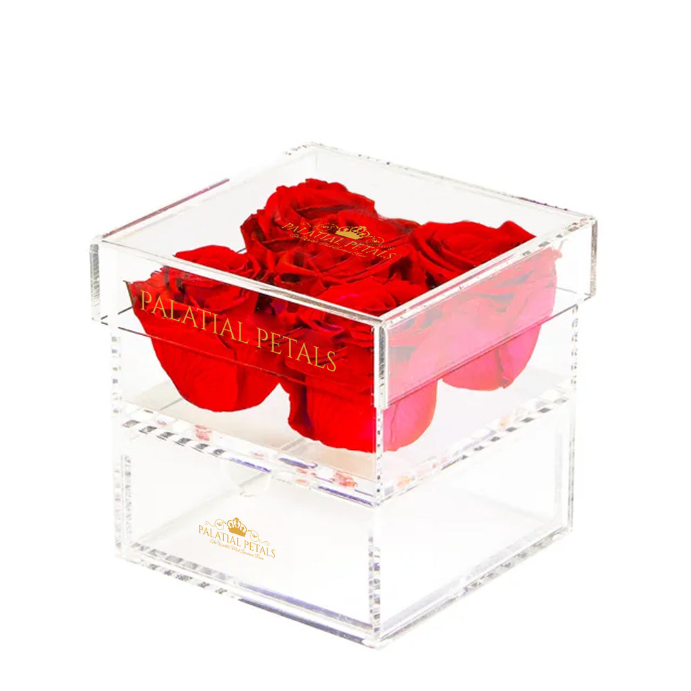5 Preserved Roses in Acrylic Square Gift Box