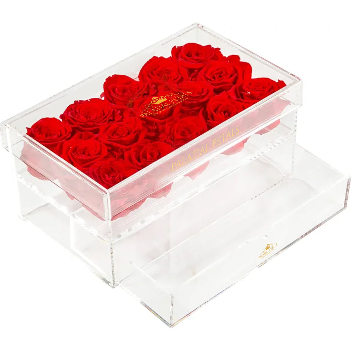 15 Preserved Roses in Acrylic Rectangle Gift Box
