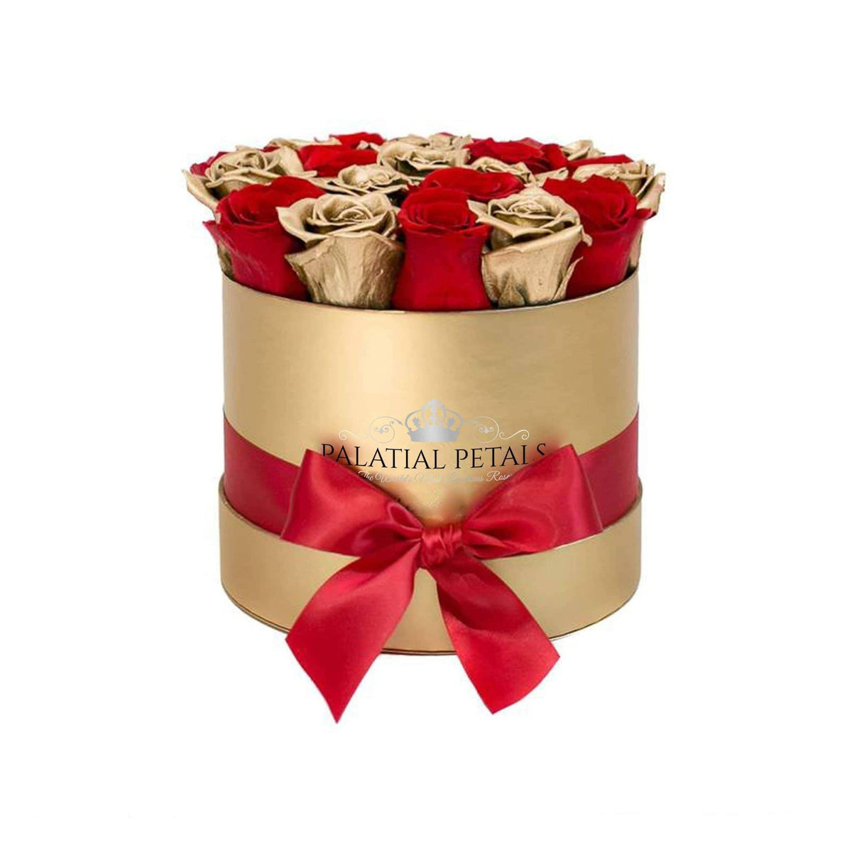 24K Gold Preserved Roses in Classic Round Gift Box – Style 2