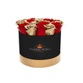 24K Gold & Red Roses Preserved Roses in Round Gift Box