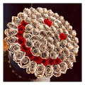 24K Gold & Red Preserved Roses in Round Gift Box