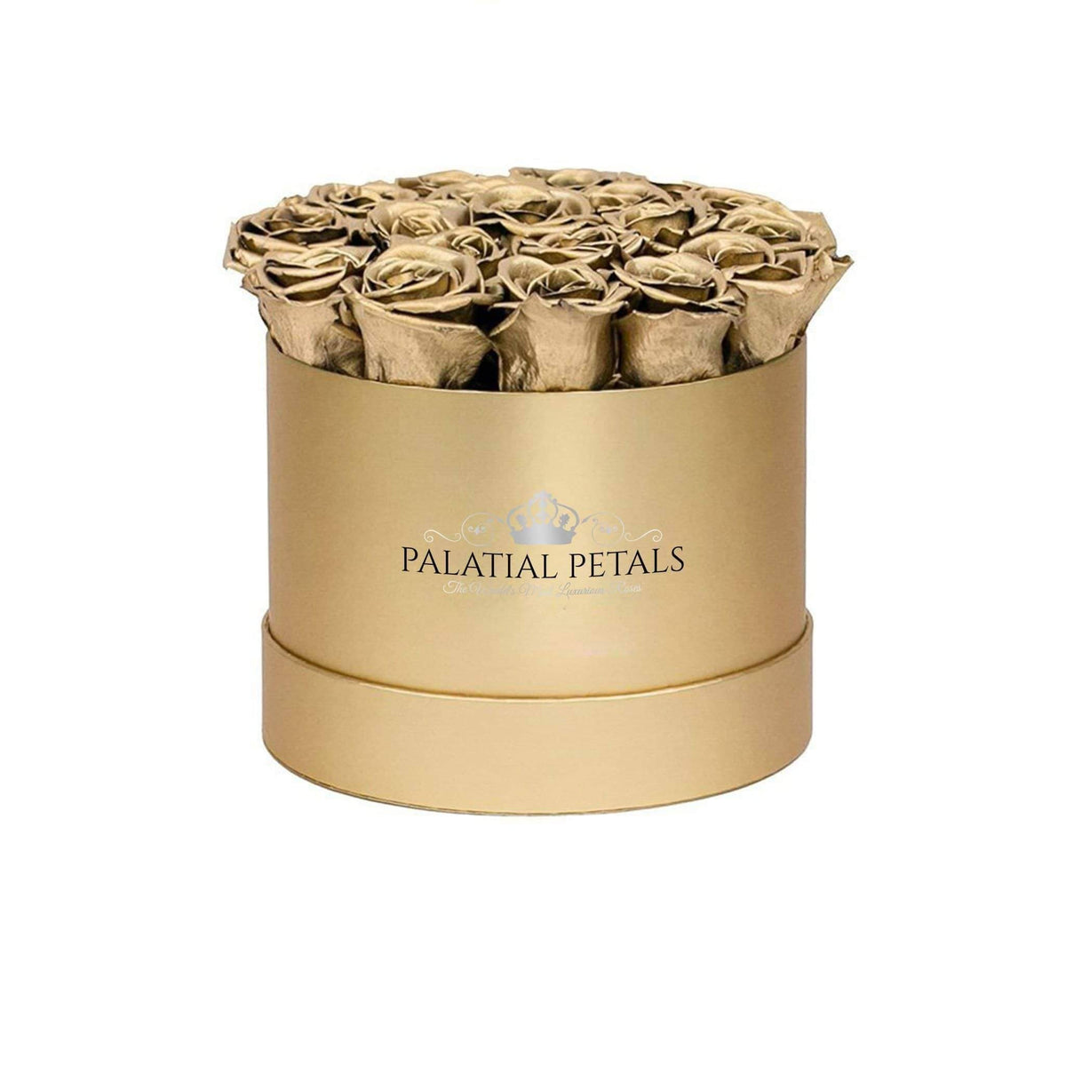 24K Gold Preserved Roses in Classic Round Gift Box – Style 5