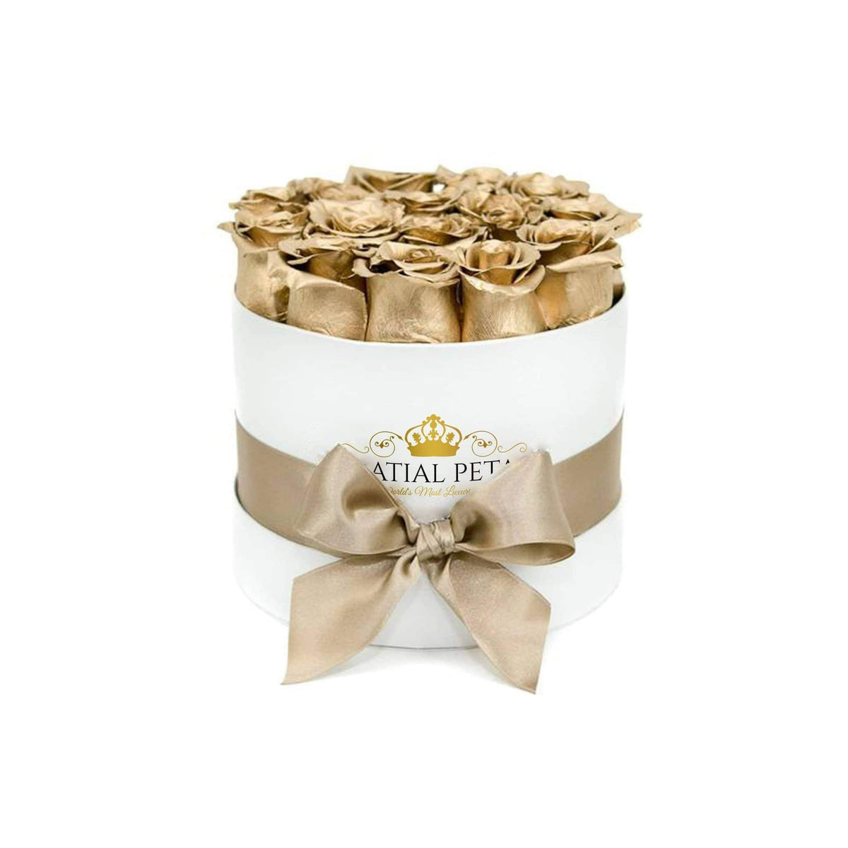 24K Gold Preserved Roses in Classic Round Gift Box – Style 3