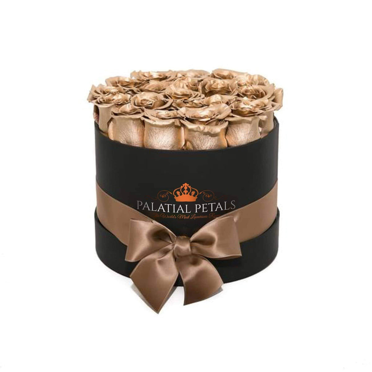 24K Gold Preserved Roses in Classic Round Gift Box – Style 4