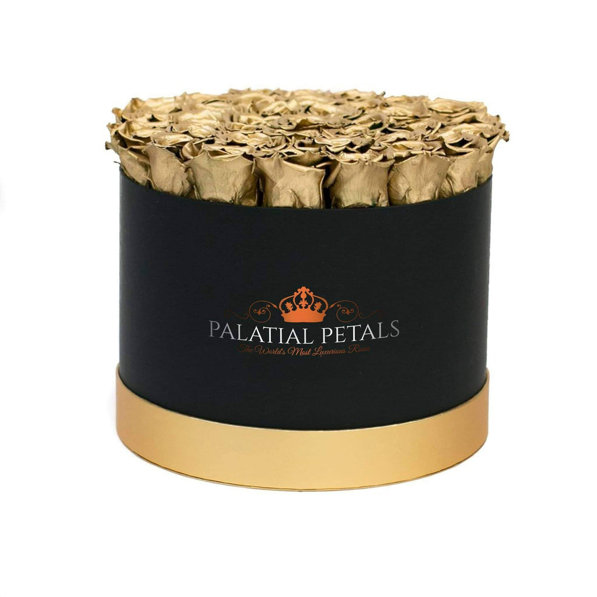 Large 24K Gold Preserved Roses in Round Gift Box