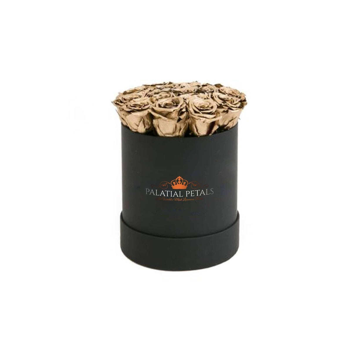 Mini 24K Gold Preserved Roses in Petite Round Gift Box – Style 2