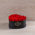 24 Black Preserved Roses in Leather Heart Gift Box