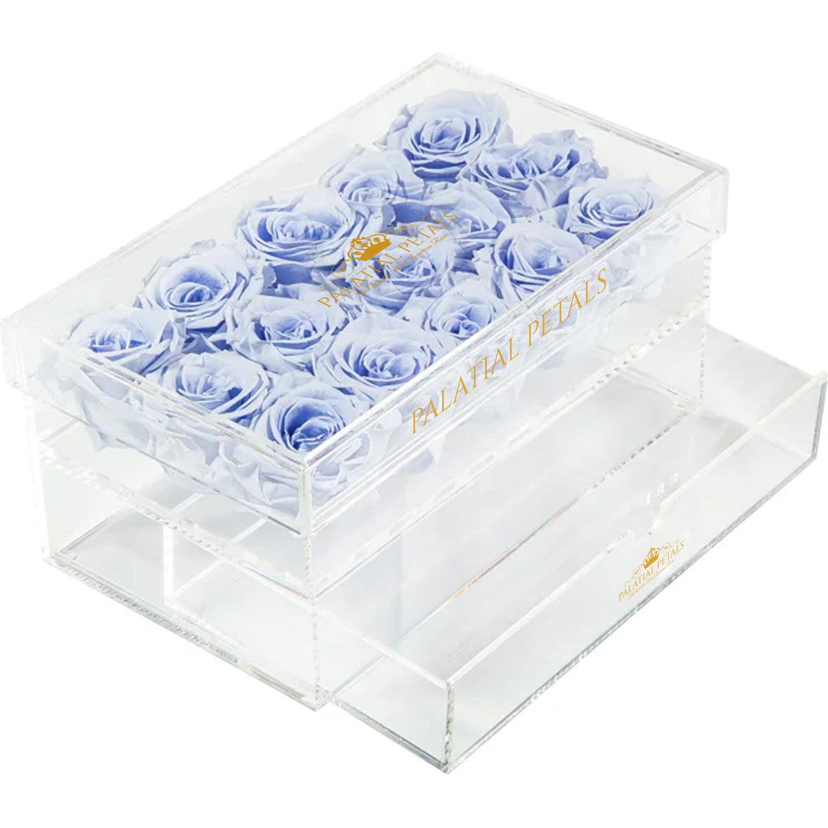 Violet Preserved Roses in Acrylic Square Jewelry Box – Style 2