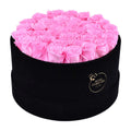 36 Fuchsia Preserved Roses in Velvet Round Gift Box