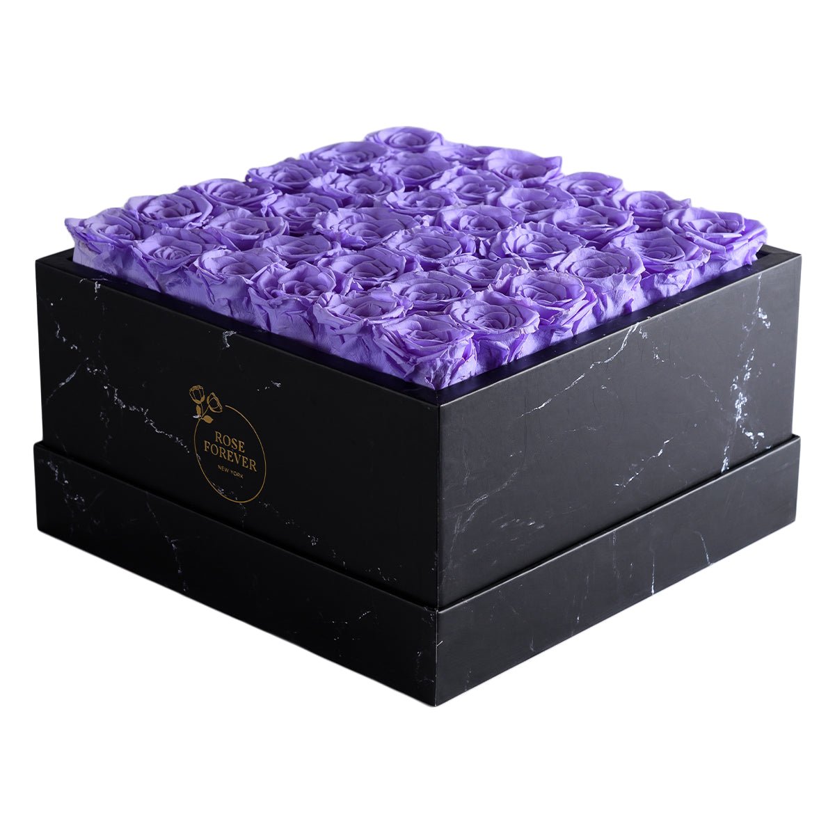 36 Lavender Preserved Roses in Marble Square Gift Box