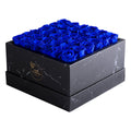 36 Blue & Black Preserved Roses in Marble Square Gift Box
