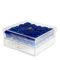 Blue Preserved Roses in Acrylic Square Jewelry Box – Style 5
