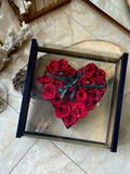 Red Preserved Roses in Acrylic Heart Gift Box – Style 2