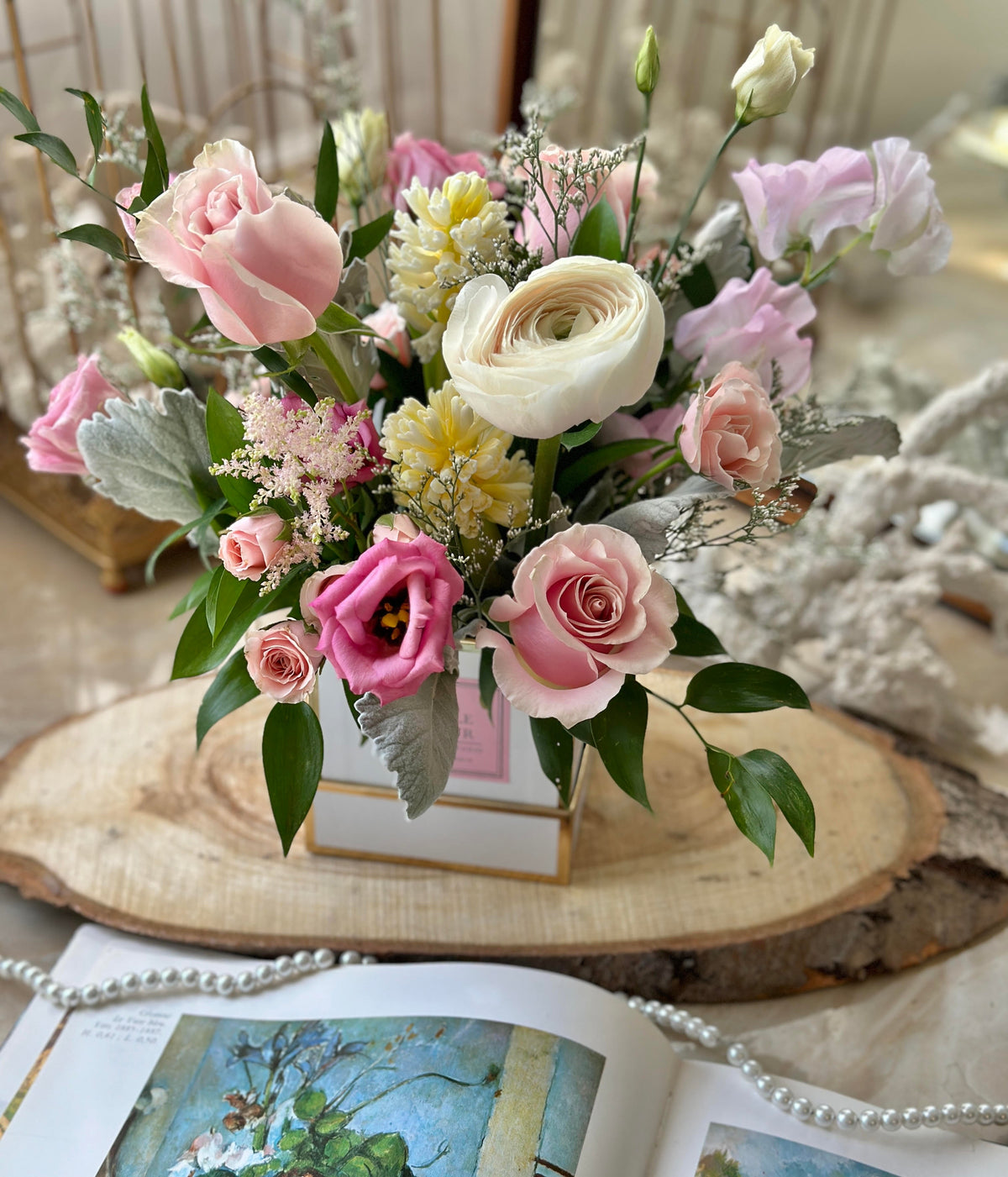 Pink Preserved Roses Gift Box for Valentine's Day