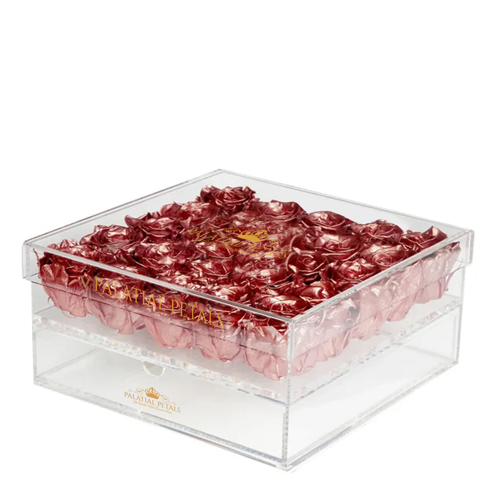 25 Preserved Roses in Acrylic Square Gift Box