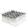 Silver Preserved Roses in Acrylic Square Jewelry Box