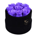 9 Lavender Preserved Roses in Velvet Round Gift Box