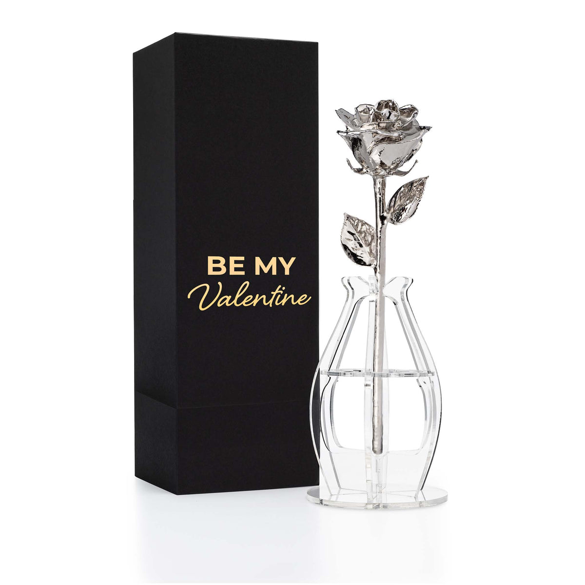 Platinum Dipped Real Rose Gift Box – "Be My Valentine"