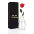 Gold Trim Dipped Real Rose Gift Box – "Be My Valentine"