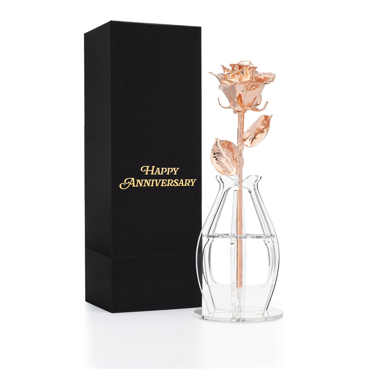Rose Gold Dipped Real Rose Gift Box – "Happy Anniversary"