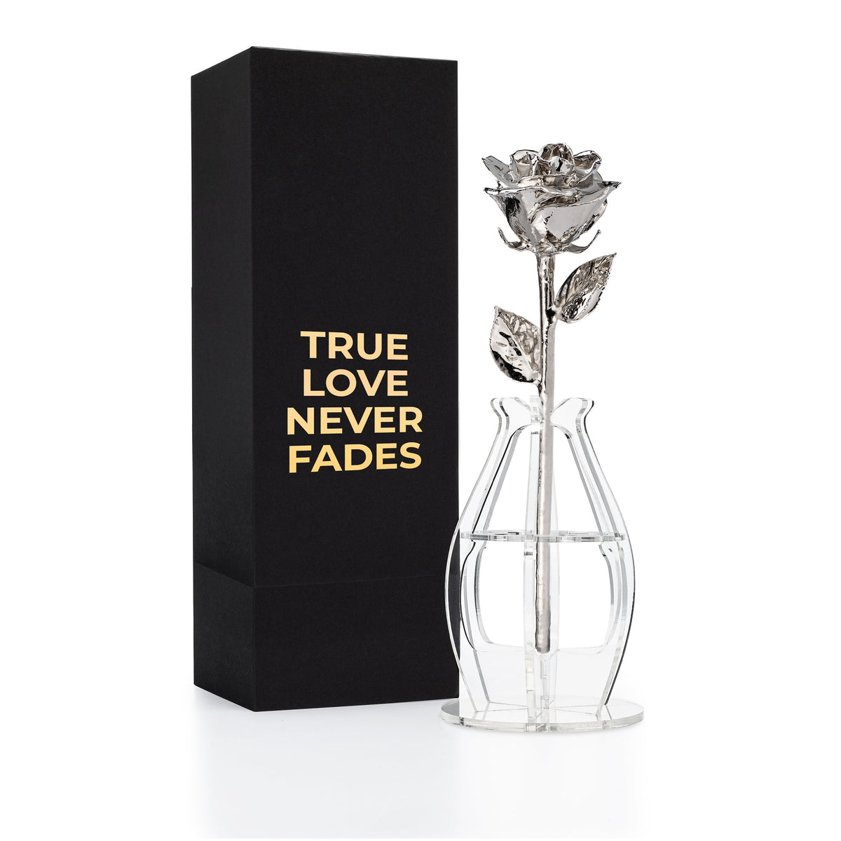 Platinum Dipped Real Rose Gift Box – "True Love Never Fades"