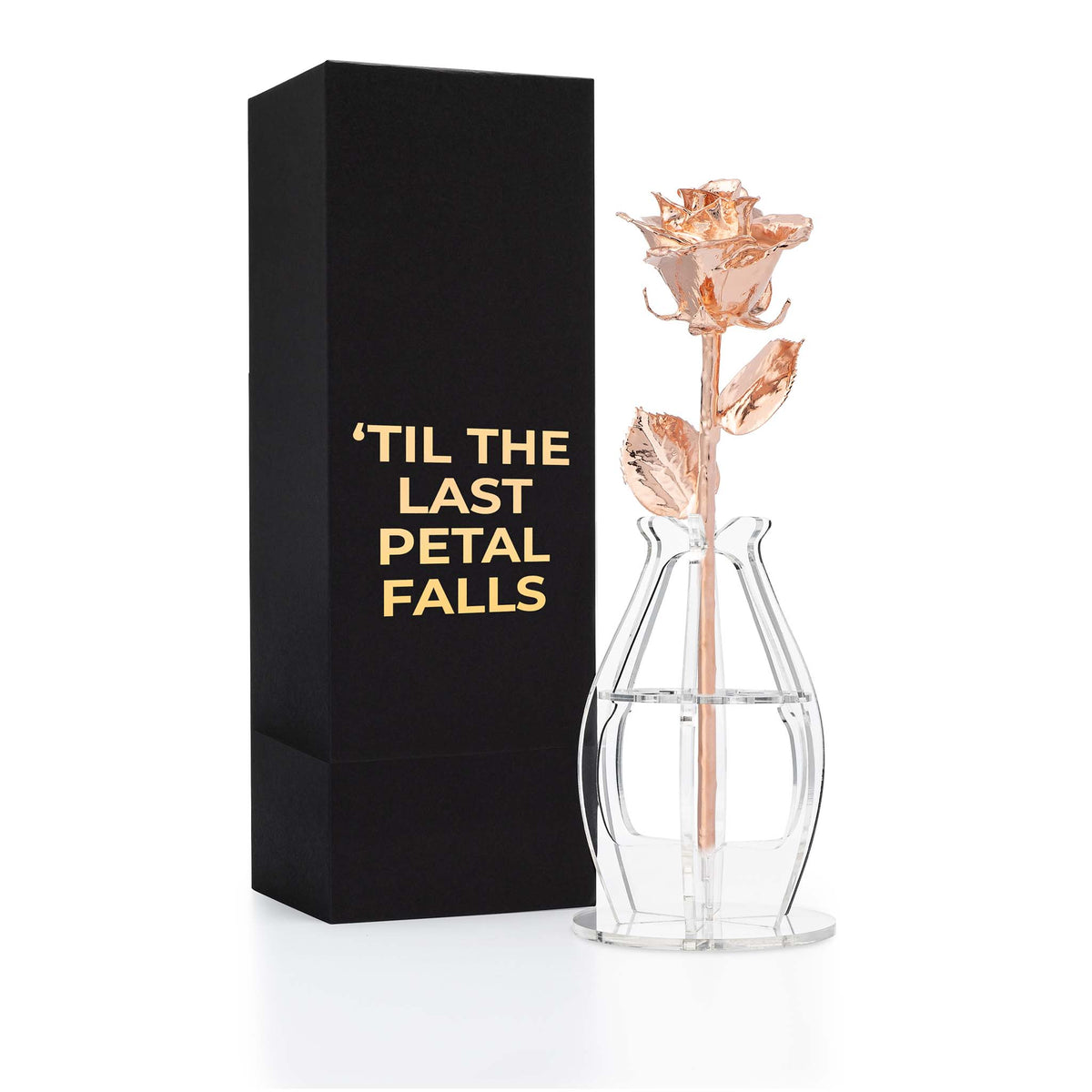 Rose Gold Dipped Real Rose Gift Box – "Til The Last Petal Falls"