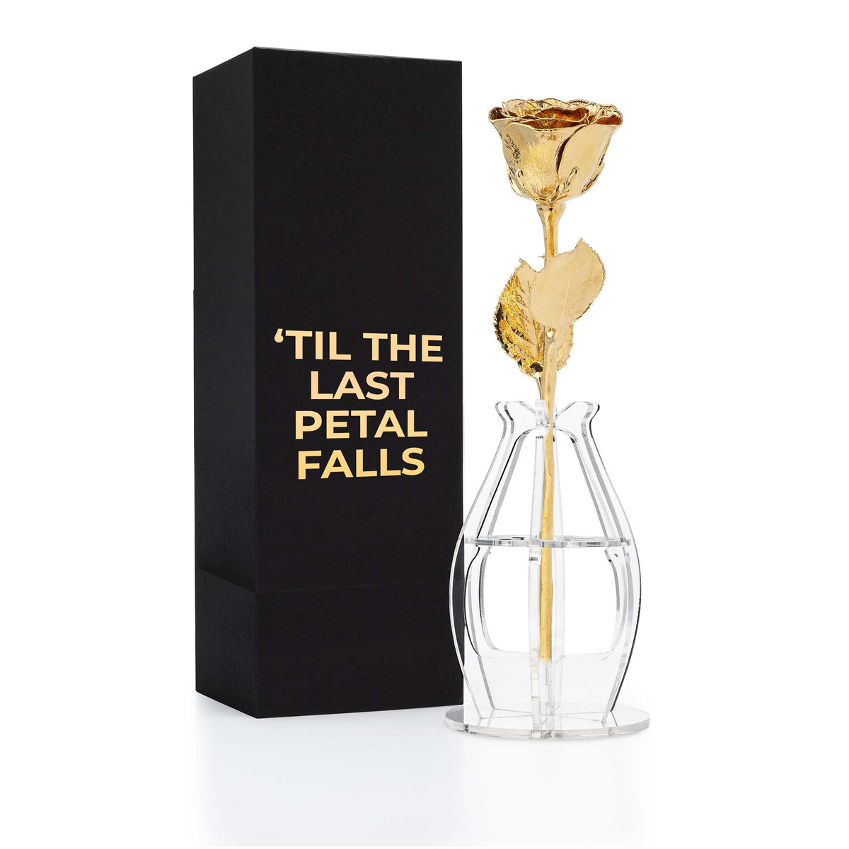 High Detail 24K Gold Dipped Real Rose Gift Box – "Til The Last Petal Falls"