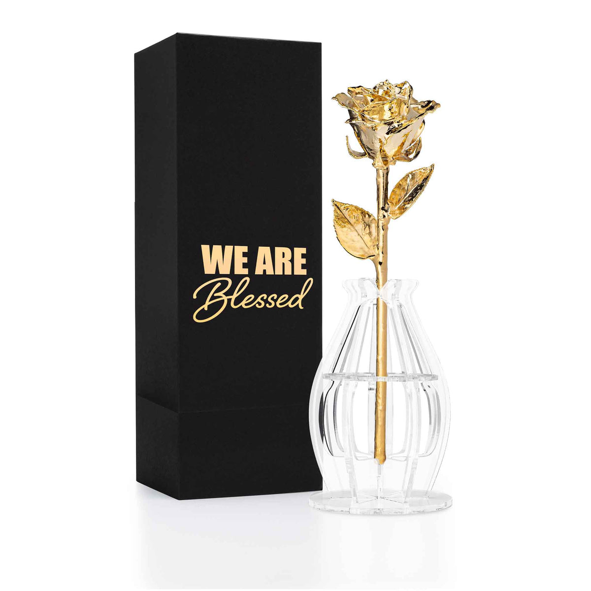 24K Gold Dipped Real Rose Gift Box – "We Are Blessed"